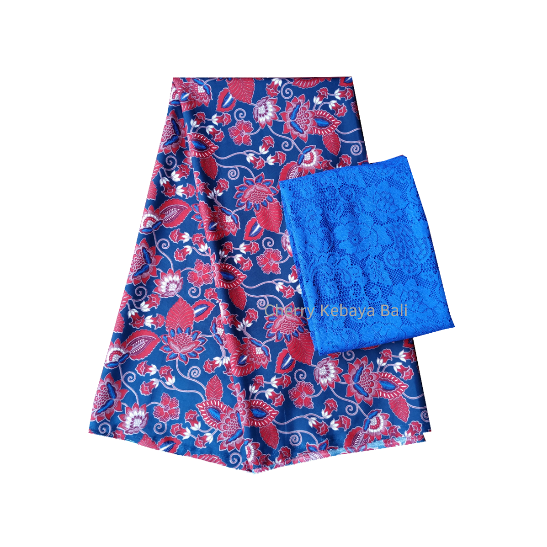 Setelan Kain Satin Mega Mendung dan Brokat Lembaran setelan kain kebaya